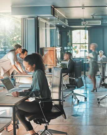 An office filled with people working