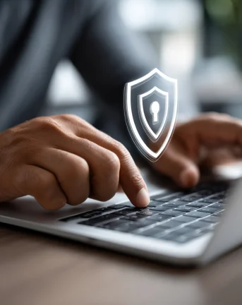 A man handling cybersecurity on his computer