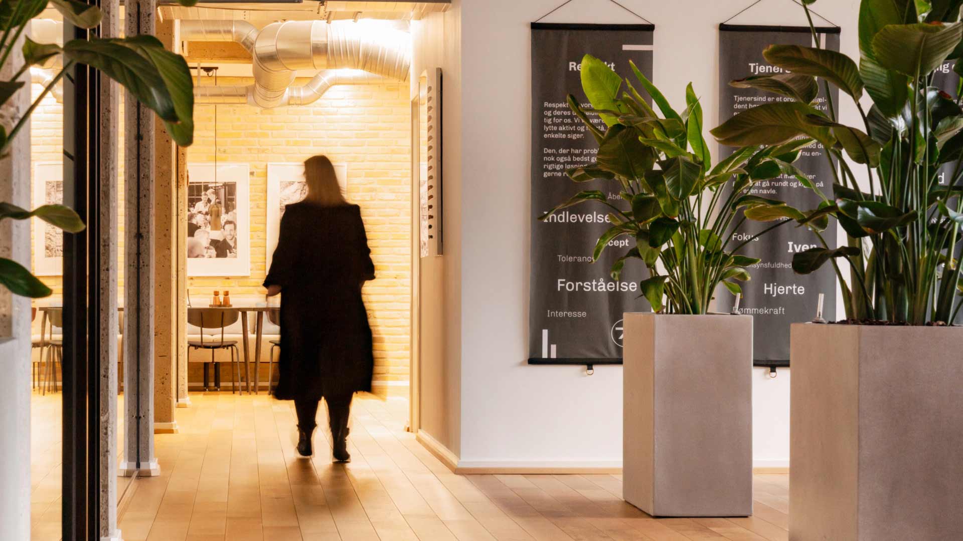 The Aarhus office in Denmark with a woman walking away