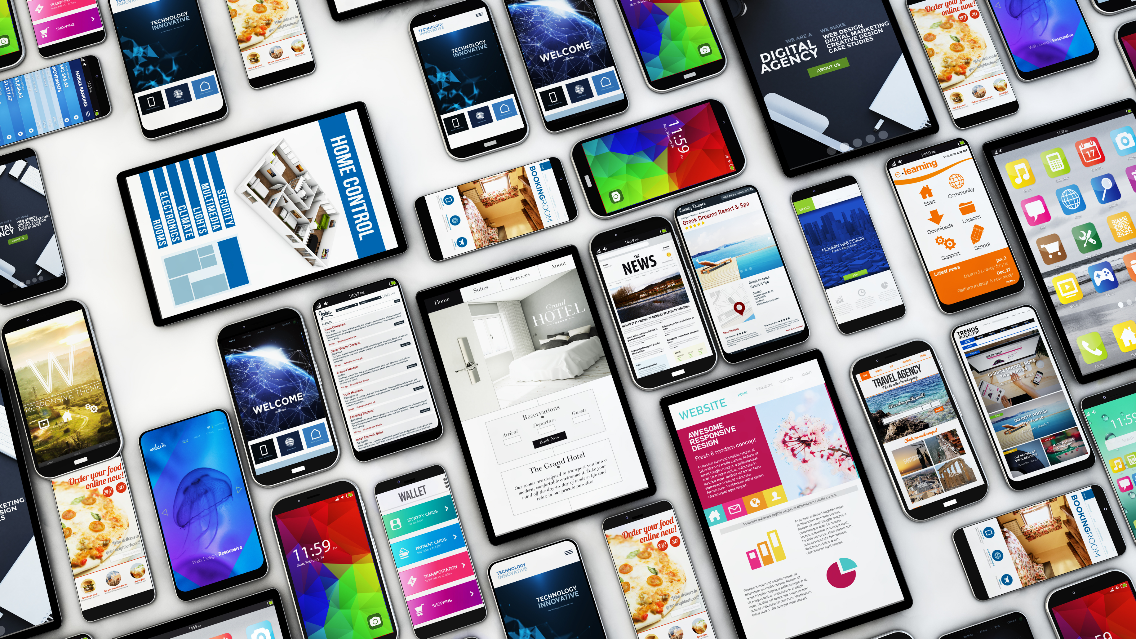 A visual display of different UI & UX designs