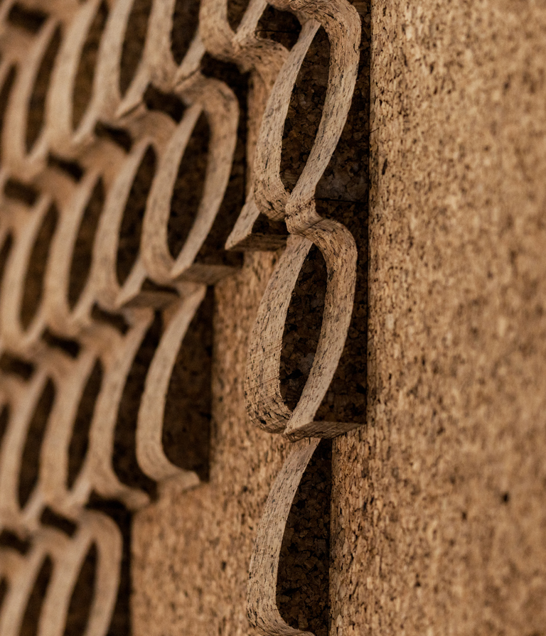 Cork wall in office